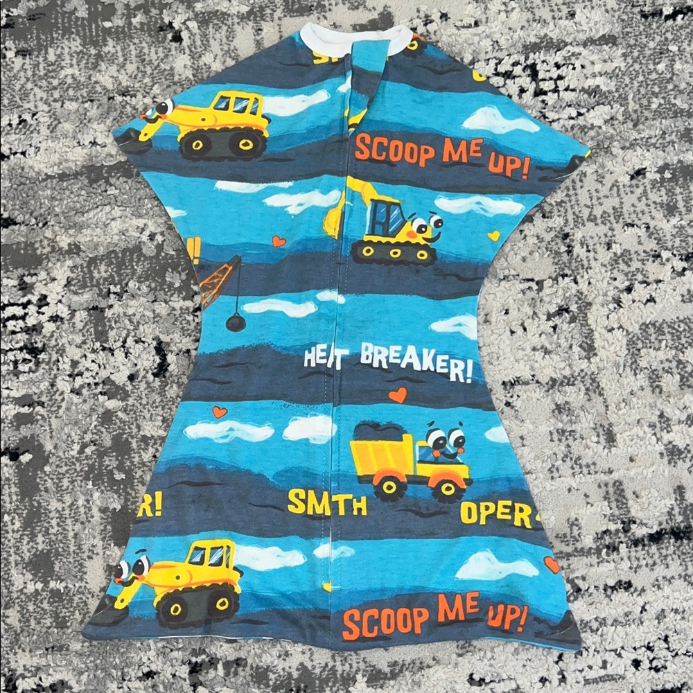 Sleeping Baby Zipadee Zip Swaddle Sleepsack in Blue with Trucks XS 3-6 Months